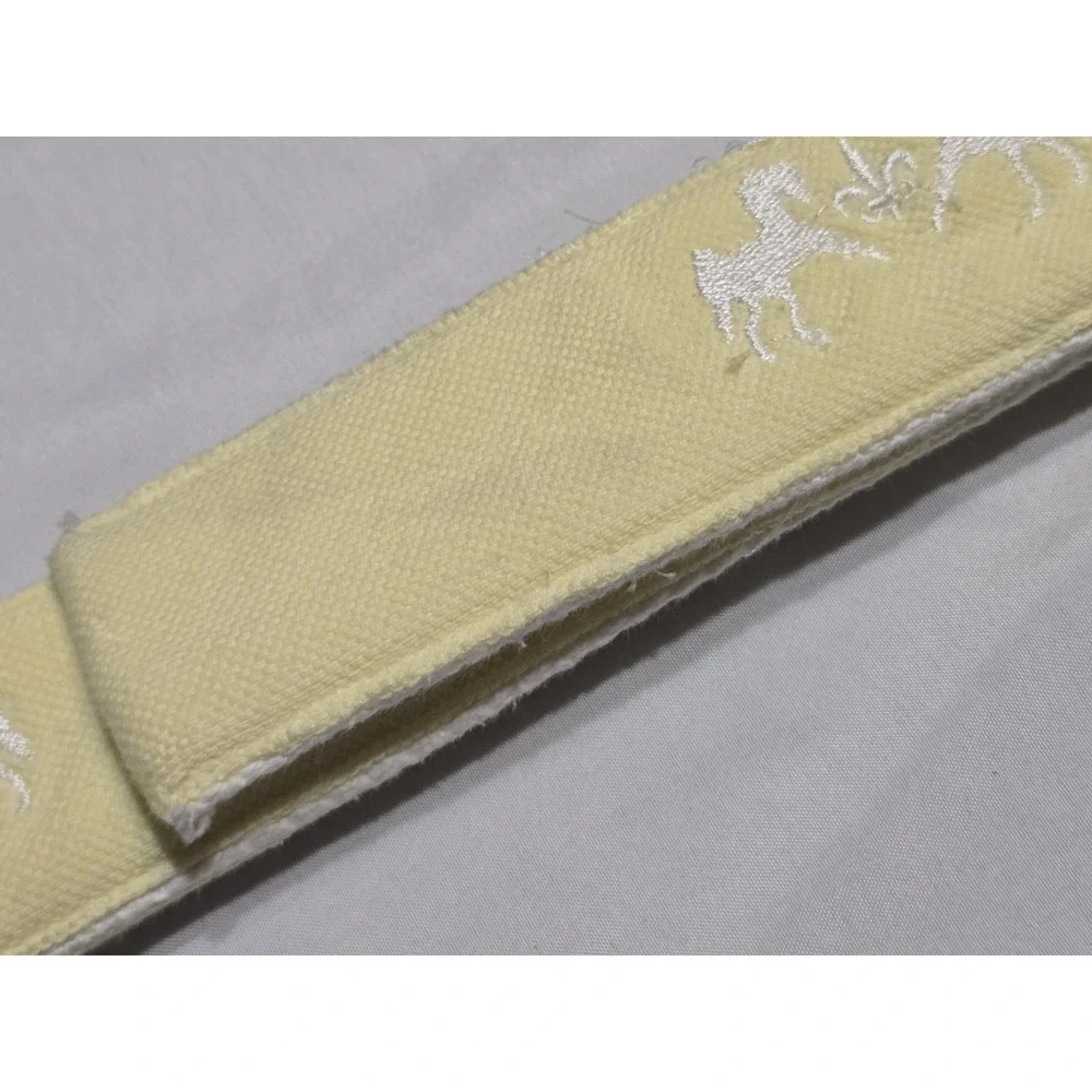 Equine Couture Fabric Cotton D-Ring Belt Yellow Horses Embroidered Rare Size Med